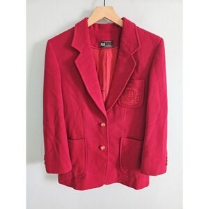 Vintage Eagle Company Vibrant Red Preppy Embroidered Crest Blazer